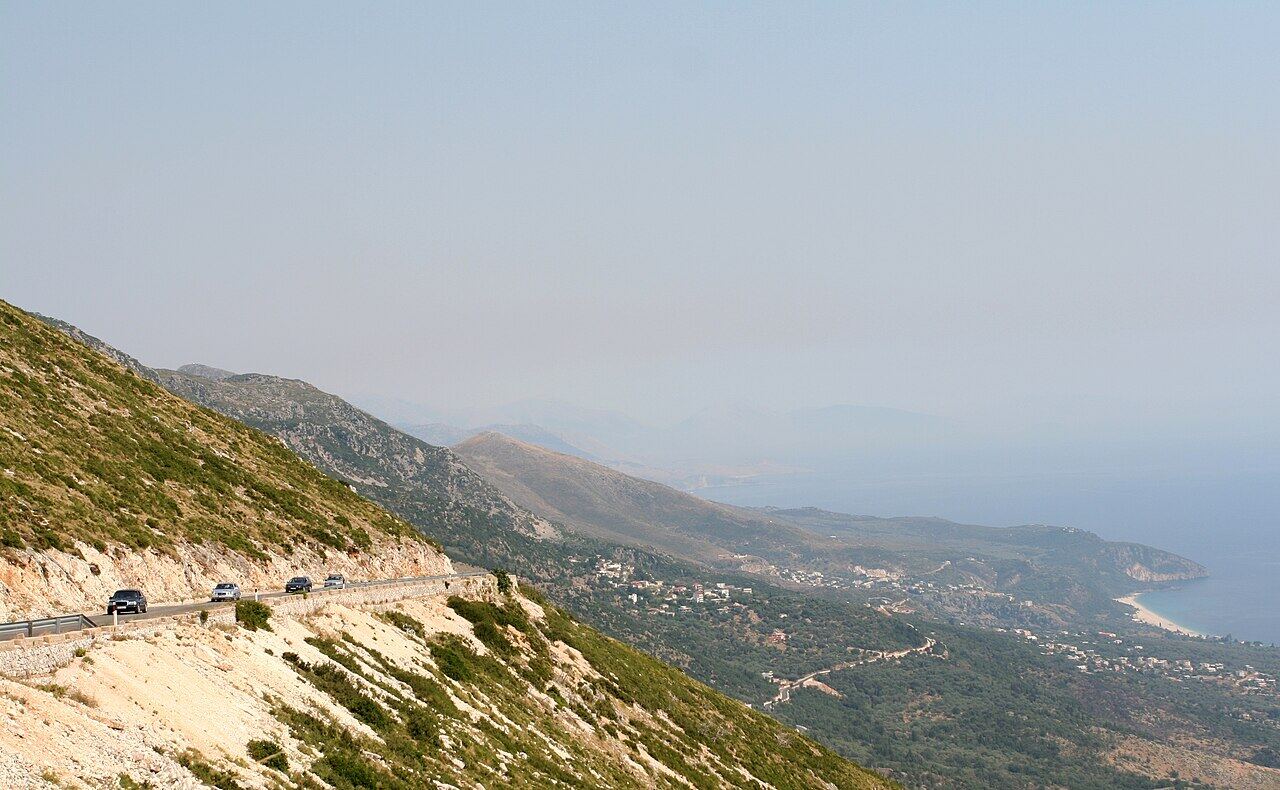 Himara beach and bay on the Albanian Riviera